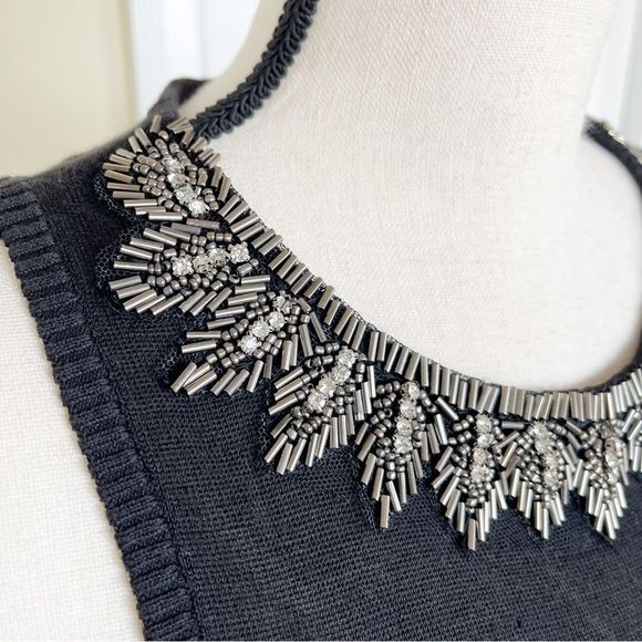 Badgley Mischka Size XS Hand Embroidered Detailed Stitching Sheer Silk Blend Top - Picture 4 of 12